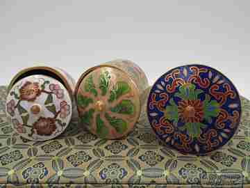Ten chinese cloisonne boxes. Circa 1960's. Copper and enamel