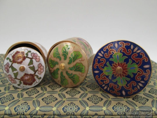 Ten chinese cloisonne boxes. Circa 1960's. Copper and enamel