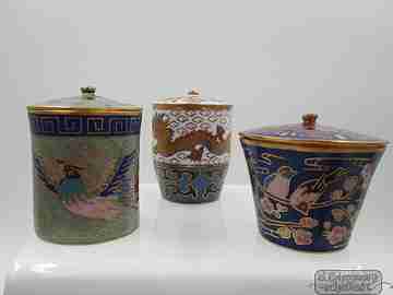 Ten chinese cloisonne boxes. Circa 1960's. Copper and enamel