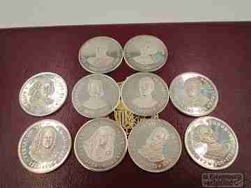Ten sterling silver coins box. 1980's. The Bourbons. Spain