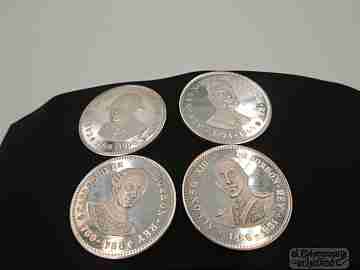 Ten sterling silver coins box. 1980's. The Bourbons. Spain
