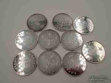 Ten sterling silver coins box. 1980's. The Bourbons. Spain