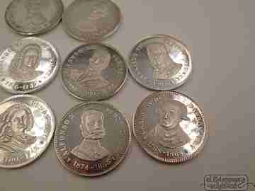 Ten sterling silver coins box. 1980's. The Bourbons. Spain