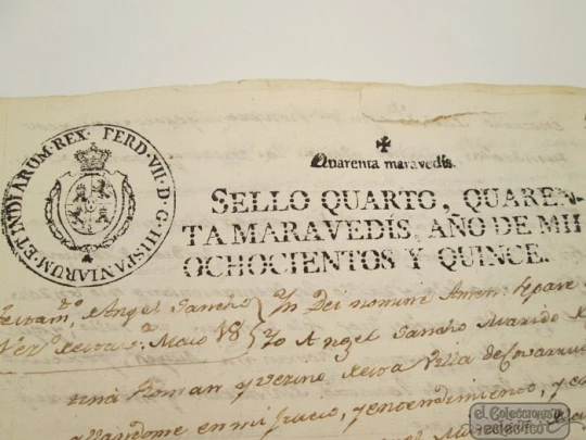 Testamento. Covarrubias. 1815. Sellos maravedíes. Papel papiro