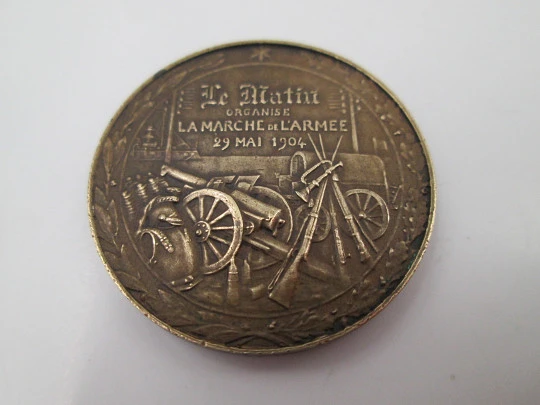 The Army and the Press bronze medal. French Third Republic. Corneille Theunissen. 1904
