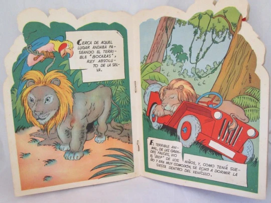 The blabbermouth lion. 1958. Toray publisher. Die-cut book. A. Bañolas