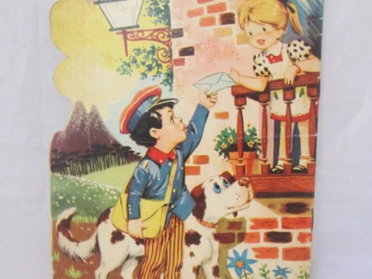 The little postman. 1961. Toray publisher. Die-cut book. Ayné The little postman. 1961. Toray publisher. Die-cut book. Ayné