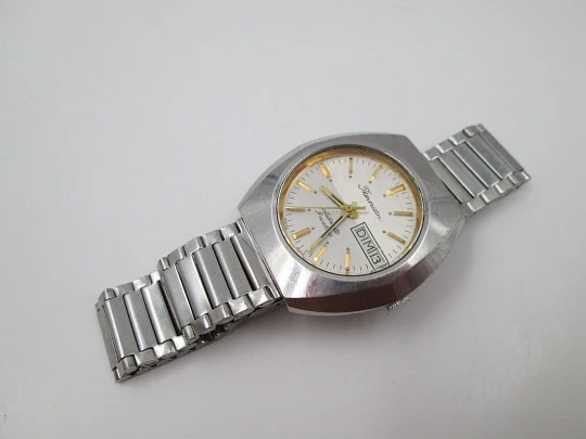 Thermidor automatic wristwatch. Calendar. Stainless steel. Bracelet. 1970's. Swiss