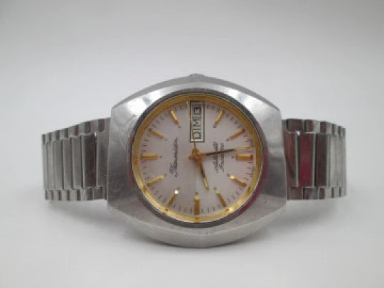 Thermidor automatic wristwatch. Calendar. Stainless steel. Bracelet. 1970's. Swiss