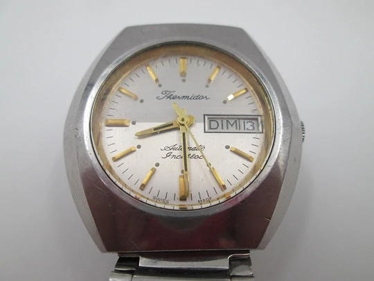 Thermidor automatic wristwatch. Calendar. Stainless steel. Bracelet. 1970's. Swiss