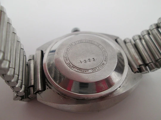 Thermidor automatic wristwatch. Calendar. Stainless steel. Bracelet. 1970's. Swiss