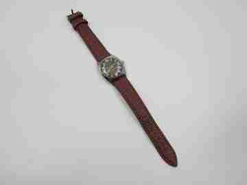 Thermidor cadet watch. Automatic. Calendar. Chromed metal & steel. Strap