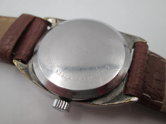 Thermidor cadet watch. Automatic. Calendar. Chromed metal & steel. Strap