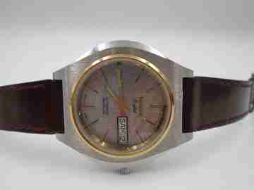 Thermidor Crystal. Automatic. Date & day. Stainless steel. Strap. 1970's