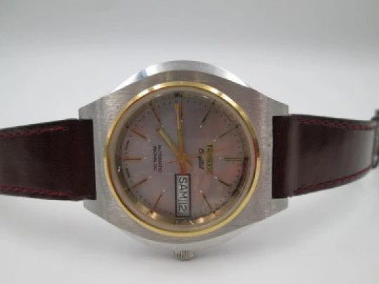 Thermidor Crystal. Automatic. Date & day. Stainless steel. Strap. 1970's