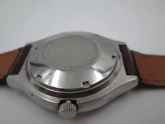 Thermidor Crystal. Automatic. Date & day. Stainless steel. Strap. 1970's