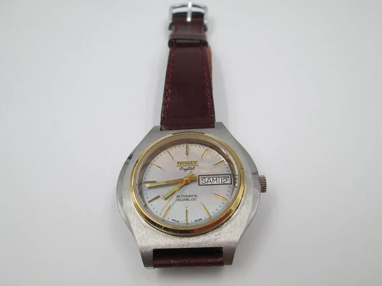 Thermidor Crystal. Automatic. Date & day. Stainless steel. Strap. 1970's