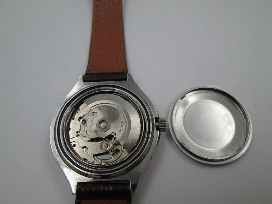Thermidor Crystal. Automatic. Date & day. Stainless steel. Strap. 1970's