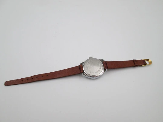 Thermidor women's watch. Manual wind. Calendar. Chromed metal & steel. Strap. 1960's