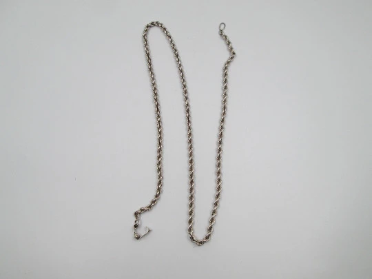 Thick braided unisex cord. 925 sterling silver. Tab clousure. Europe. 1990's