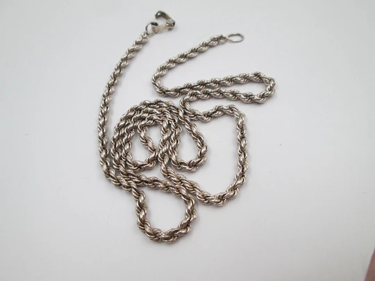 Thick braided unisex cord. 925 sterling silver. Tab clousure. Europe. 1990's