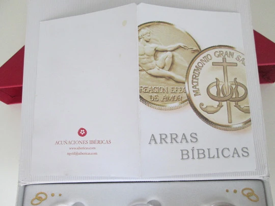 Thirteen coins set. Biblical Arras. 24k gold plated metal. Box. 1990's