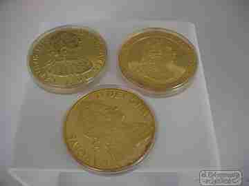 Three coin collection. Kings. 925 vermeil silver. 1980's. Hallmarks