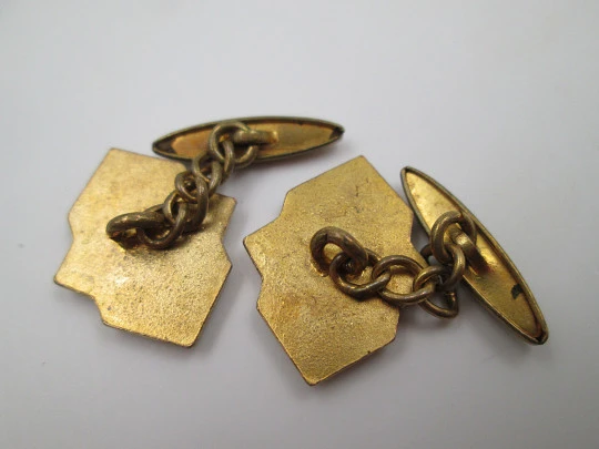 Three men's cufflinks set. Damascene and gold plated. 1970's. Spain