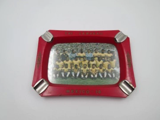 Three-time Champion Brazil ashtray. Mexico World Cup. 1970. Plastic & metal