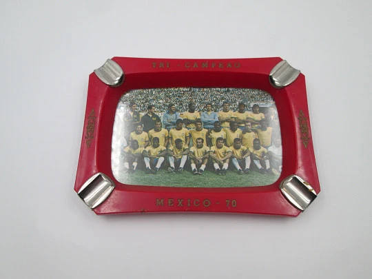 Three-time Champion Brazil ashtray. Mexico World Cup. 1970. Plastic & metal