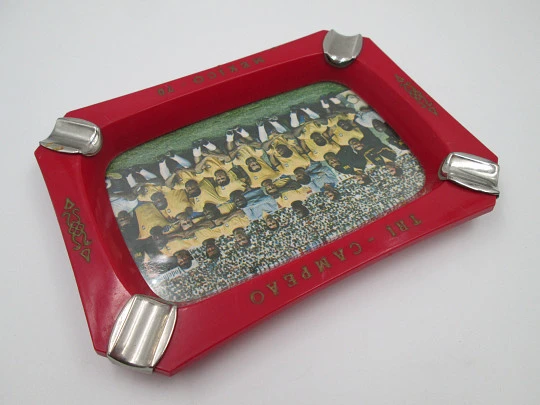 Three-time Champion Brazil ashtray. Mexico World Cup. 1970. Plastic & metal