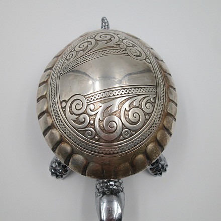 送料無料　スペイン製金銀象嵌亀形ゼンマイ式呼び鈴BOJ EIBAR ESPANA Timbre De Mesa Tortuga Cuerda Eibar Boj 1970 Metal Plateado | El