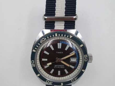 Timex Pepsi Dive Watch Manual Winding Calendar Metal Steel