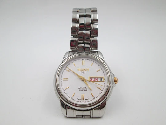 Tissot 1853. Acero inoxidable. Dial blanco. Automático. Brazalete. Calendario. 1980