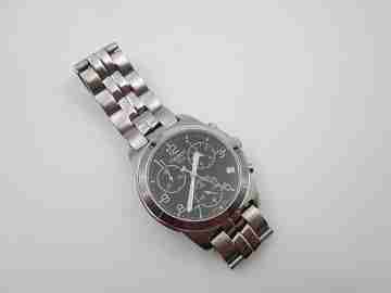 Tissot PR50 quartz chronograph. Stainless steel. Bracelet. Black dial. 2010's