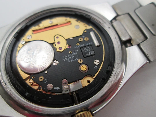 Tissot PRX quartz. Stainless steel & gold plated. Triple pointer date and Moon phase