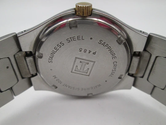 Tissot PRX quartz. Stainless steel & gold plated. Triple pointer date and Moon phase