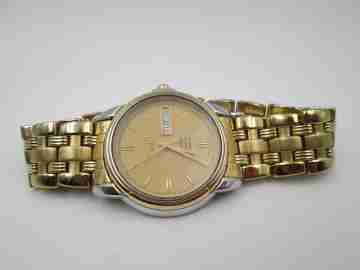 Tissot Seastar. Acero inoxidable y chapado oro. Automático. Brazalete. Calendario. 1980
