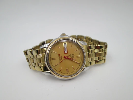 Tissot Seastar. Acero inoxidable y chapado oro. Automático. Brazalete. Calendario. 1980