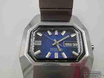 Tissot Seastar. Acero. Automático. Dial azul y negro. Años 70. Día y fecha