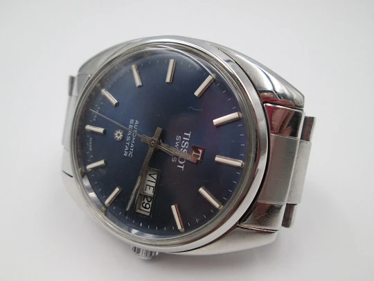 Tissot Seastar. Automatic. 1970's. Calendar. Steel. Bracelet. Blue dial