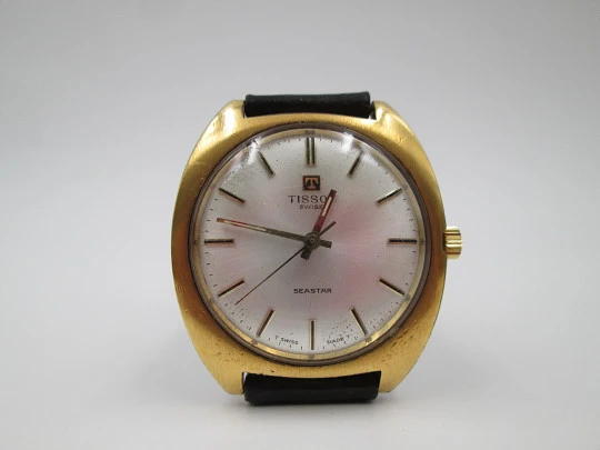 Tissot Seastar. Manual wind. 1960's. Stainless steel & gold plated. Strap