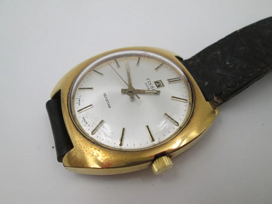 Tissot Seastar. Manual wind. 1960's. Stainless steel & gold plated. Strap