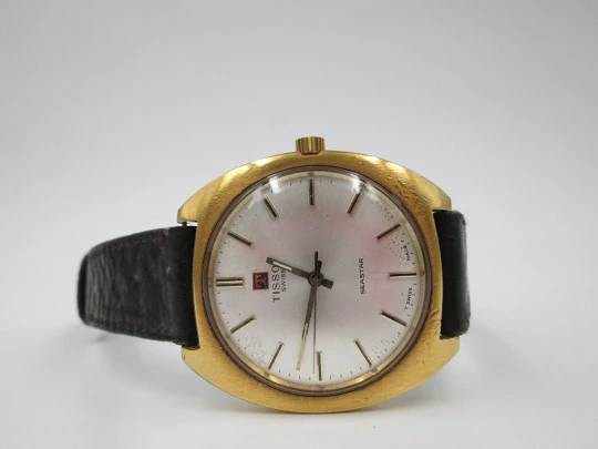 Tissot Seastar. Manual wind. 1960's. Stainless steel & gold plated. Strap