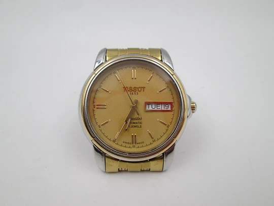 Tissot Seastar. Stainless steel & gold plated. Automatic. Calendar. Bracelet. 1980's. Swiss