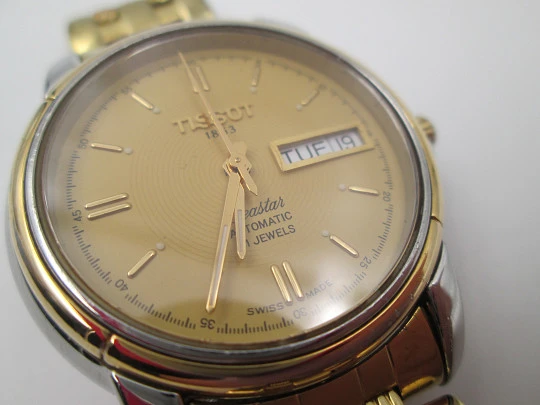 Tissot Seastar. Stainless steel & gold plated. Automatic. Calendar. Bracelet. 1980's. Swiss