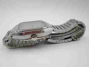 Tissot Seastar. Stainless steel. Quartz. Square case. Calendar. Bracelet. 1980's
