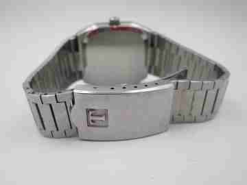 Tissot Seastar. Stainless steel. Quartz. Square case. Calendar. Bracelet. 1980's