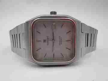 Tissot Seastar. Stainless steel. Quartz. Square case. Calendar. Bracelet. 1980's
