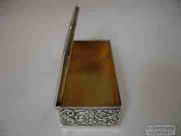 Toothpick case. Sterling silver and vermeil. Animal heads
